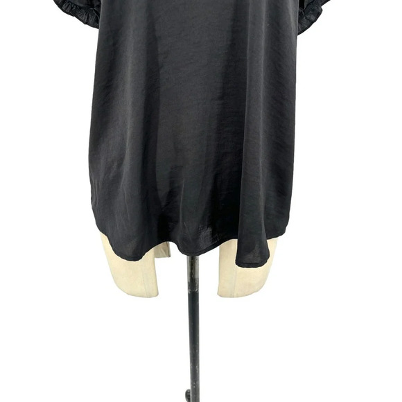 Current‎ Air Los Angeles Black Ruffle Short Sleeve Blouse Size Small - Picture 4 of 11